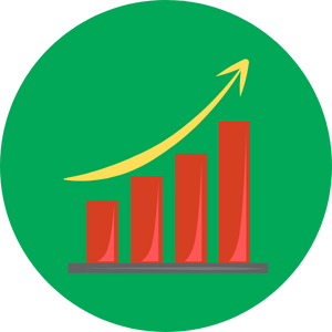 Business growth and marketing results icon showing increasing performance and successful digital marketing outcomes.